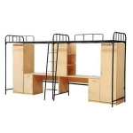 School furniture kids steel loft bunk bed with desk