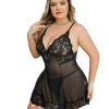 Sexy Night Dress Fat Woman Temptation Lace Suspenders Solid Triangle Cup Nightdress 2 Piece Plus Size Womens Sleepwear Set