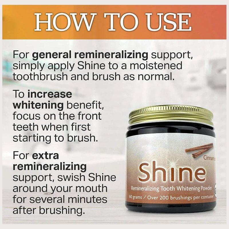 Shine Remineralizing Natural Teeth Whitening Powder Tooth Stain Remover and Polisher with Kaolin Clay Powder Cinnamon