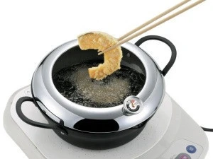 Silicon Baked Coating Cookware NA-TW24W Neo-Anesis Tempura Pot with Thermometer 24cm with Oil Guard