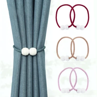 Simple European Style Pearl Magnetic Curtain Tiebacks for Home and Office Decoration