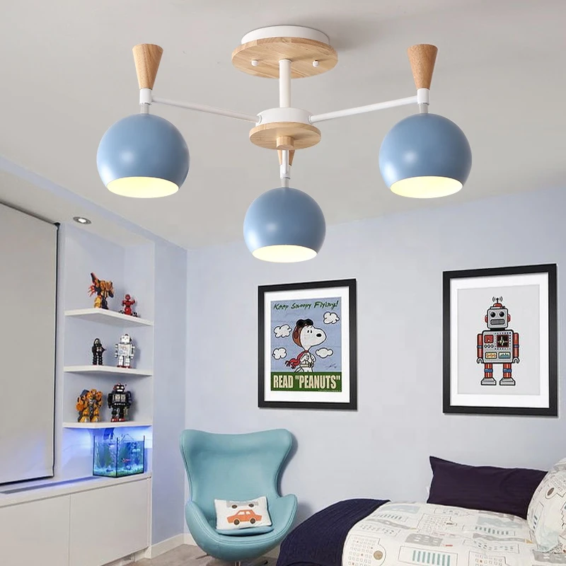 Simple Nordic Iron living room pendant lamp Macron colorful childrens room ceiling pendant lamp E27