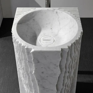 Single hole vessel sink bathroom natural stone marble wash basin