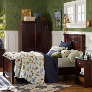 single kids bed set children bedroom furniture with wooden panel headboard bed