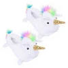 SJ275 new designed hot sale soft fleece rainbow christmas decorations lovely children party unicorn slipper