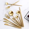 Small MOQ Customize Logo Royal Stainless Steel  Cutlery Set Party Wedding Gold Flatware Set