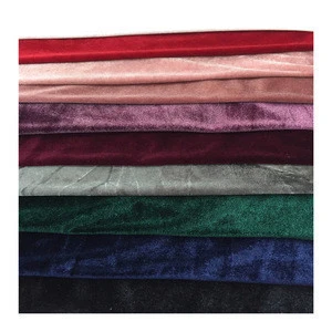 small MOQ elastic and soft plain ks velvet fabric with polyester for garment on stock