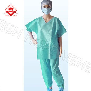 S/M/L/XL/2XL/3XL Medical Disposable Scrub Suit CE ISO Approved Hospital Uniforms With Short Cuff
