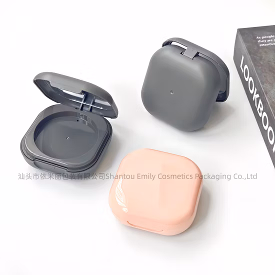 Import Emily Pack Cp1463 Square Shape Compact Powder Empty Case with Mirror Round Inner Tray Face Powder Container Double Layer Cosmetics Wet Powder Case from China