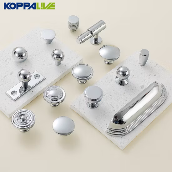 Koppalive Copper Chrome Cabinet Pull Solid Brass Kitchen Door Handle Silver Drawer Knob