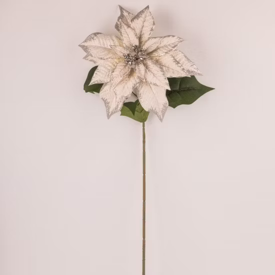 Import Wholesale Christmas Artificial Poinsettia Flowers Polyester Single Stem Poinsettia from China