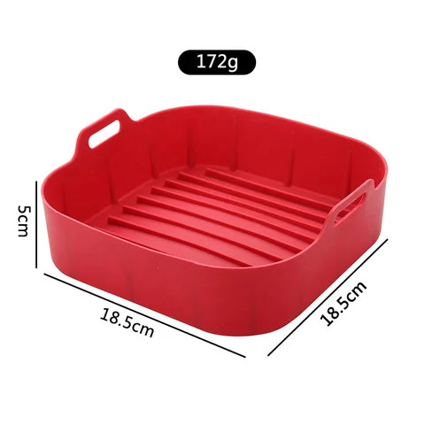 Square air fryer silicone liner 6-8 inch basket bowl Replace flammable parchment paper reusable baking pan with oven accessories