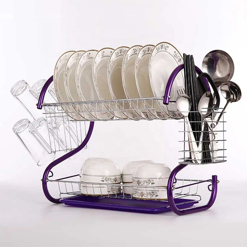 Stainless Steel 2-Tier Kitchen Dish Rack Dish Drying Rack