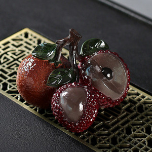 Tea table ornaments tea pet color changing Litchi Resin Tea toy decoration accessories