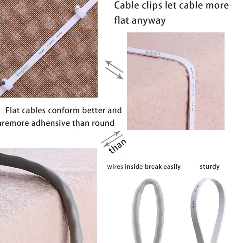 Thin Flat Cat6a Patch Cable 25/50/100FT White Flat Cat6a Ethernet Cable