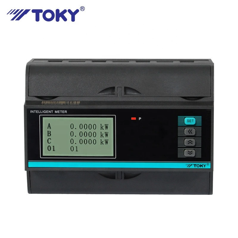 Toky 3 phase multi function ct kwh din rail energy meter