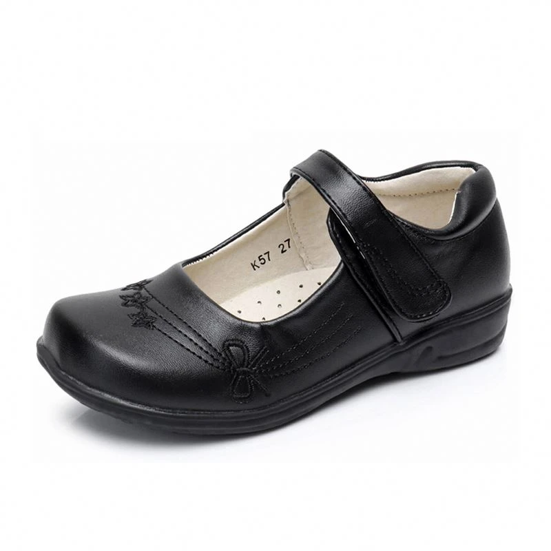 Top Quality Kids back to school student black leather children shoes girls