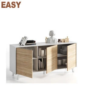 Toro Sideboard White Gloss With Oak Effect Storage Lounge Home Furniture