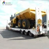 tri-axle 50tons 60t lowboy flatbed truck low bed semi trailer with hydraulic ramp