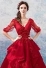 TS8888 Jancember  red elegant lace bridesmaid dress half sleeve evening dresses long with stones