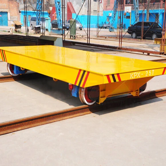 TZS material transporting equipment 3 ton battery powered trackless flat car on rail