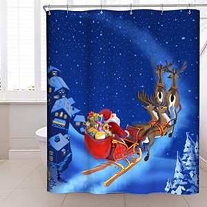 Unique Custom Merry Christmas Dreamlike The Santa Claus Waterproof Fabric Polyester Shower Curtain 66X72 Bathroom Decor