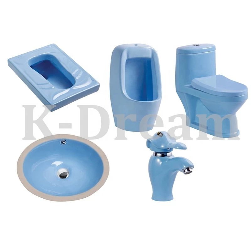 Unique Design Children Ceramic Toilet/Wash Basin/Urinal/Cabinet Set,Colorful Small Size Daycare School WC Unit