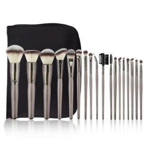 Vegan Hair 18PCS Professional Brush Set Makeup Brush with Zipper Bag