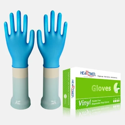 Vinyl PVC Disposable Exam Gloves with Clear/Blue Color