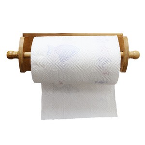 Wall-mounted bamboo toilet paper roll holder