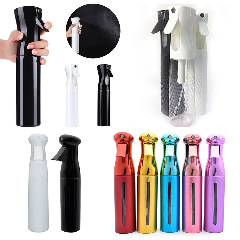 Water Bottle With Pump,Plastic Continuous Hair Salon Spray Bottle,200ml 300ml Refillable Fine Mist Empty Trigger Squirt Bottle