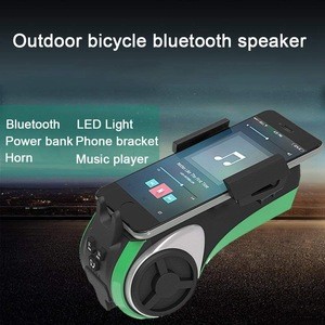 Waterproof 5 in 1 Bicycle Mountain bike Phone Holder Wireless Audio MP3 Player Speaker 4400mAh Power Bank Bell Bike Light