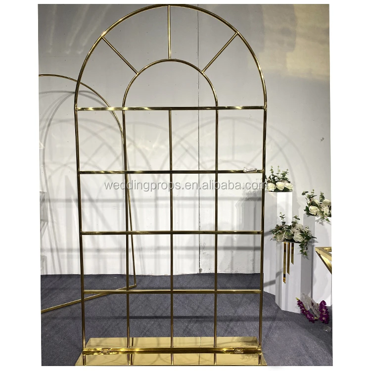 Weddding background round hoop circle grid gold plating backdrop stand