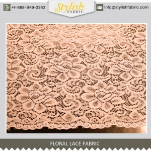 White 60&quot; Light-Weight Floral Lace Fabric Style-704