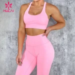 Wholesale 2020 Spandex Nylon fitness clothing outfit women gym wear suit high waist yoga pants and bra yoga sets