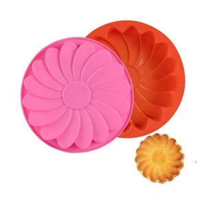 Wholesale 9 Inch Non-stick Flower Shape Large Size Silicone Bakeware Mold Cake Bread Pizza Baking Pan