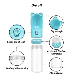 Wholesale Animal Water Bottle Drinking Filter Outdoor Travel 400ml Plastic Portable Pet Dog Water Bottle