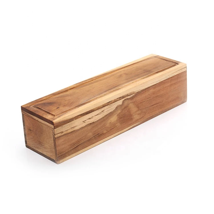 Wholesale Custom Cheap 5 Compartment Rectangle Acacia Wooden Spice Storage Box