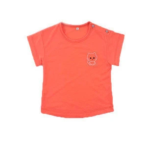 Wholesale embroidery kitten orange baby boy t-shirt
