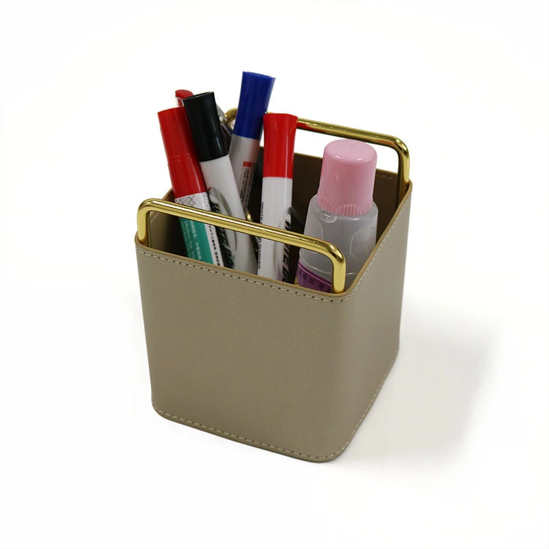 Wholesale Fashion Gifts Custom PU Leather pen make up Tray For Storage cosmetic brush vase