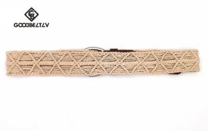Wholesale hand work braided pattern cotton cord knitted belt leisure women belt
