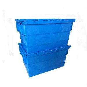 Wholesale heavy duty pp storage stackable moving plastic tote box with lid
