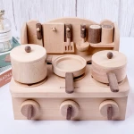 Wholesale high quality wooden pretend play toy baby childrens cookware cooking kitchen toys preschool learning toy