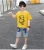 Import Wholesale Kids Boys Sets Cool Letters white short sleeve jeans Child Two Piece Jean Short Summer Clothing Sets from China