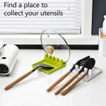 Wholesale Kitchen Utensil Rack Spoon Rest Holder plastic Utensils Holders With Drip Pad