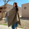 Wholesale New Europe America Lattice Hooded Cloak Tassel Wool Cashmere Pashmina Shawl Scarves