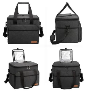 Wholesale Personalized Black Reusable Waterproof Insulated Picnic Food Delivery Tote Cooler Lunch Box Bag