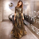 Wholesale Polyester O-neck long evening dress women evening dresses