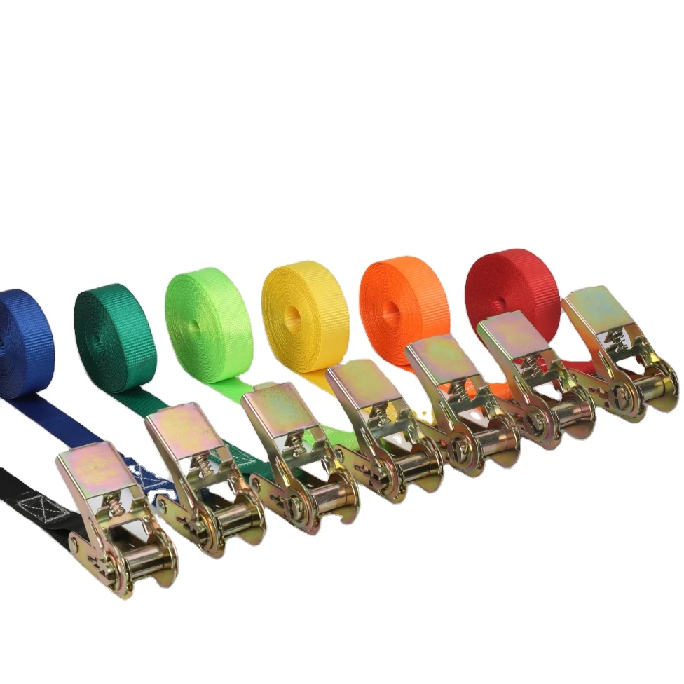 wholesale  ratchet webbing tie down strap without hook and colorful straps