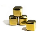 Wholesale Square Reusable Gold Ice Stone Stainless Steel Ice Cube Custom
